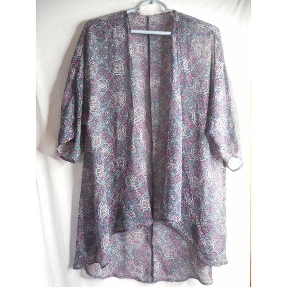 Lularoe Tops - Lularoe Size S Sheer Bohemian Overlay Blue Teal